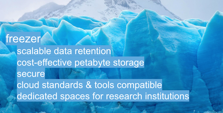 Screenshot of a slide from NeSI webinar on platform refresh, sharing bullet points about Freezer.